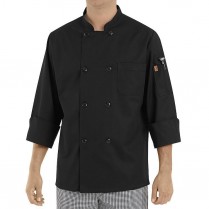 Chef Designs Eight Pearl Button Black Chef Coat