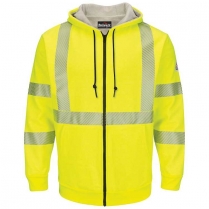 Bulwark Hi-Visibility Zip-Front Hooded Fleece Sweatshirt with Waffle Lining HRC3