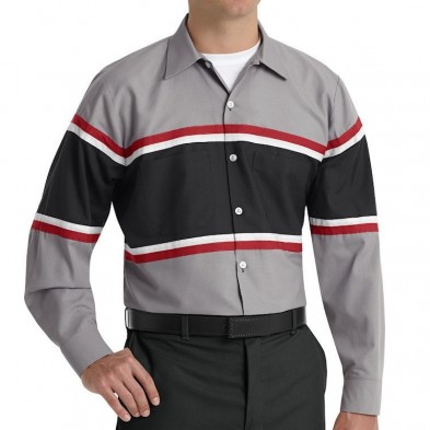 Mens Short Sleeve Striped Industrial Work Shirt – Broward County Webstore