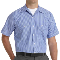 Red Kap Men's Industrial Stripe Short Sleeve Work Shirt