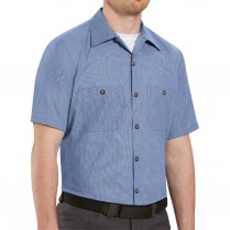 Red Kap Men's Geometric Micro-Check Short Sleeve Work Shirt