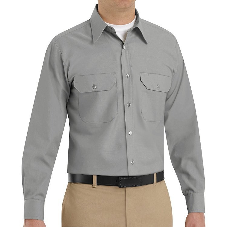 Men's Long Sleeve Solid Dress Uniform Shirt