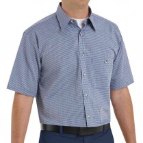 Red Kap Men's Mini-Plaid Short Sleeve Uniform Shirt