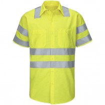 Red Kap Hi-Visibility Class 3 Level 2 Short Sleeve Ripstop  Work Shirt