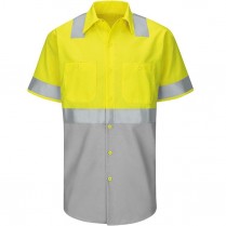 Red Kap Hi-Visibility Colorblock Class 2 Level 2 Short Sleeve Ripstop  Work Shirt