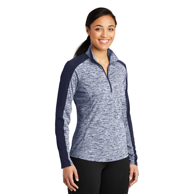 Sport-Tek® Ladies' PosiCharge® Electric Heather Colorblock 1/4-Zip Pullover