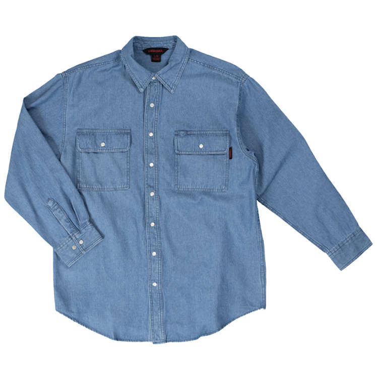 snap front denim shirt