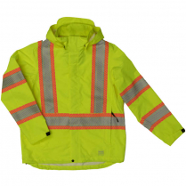 Tough Duck Hi-Vis Packable Safety Rain Jacket