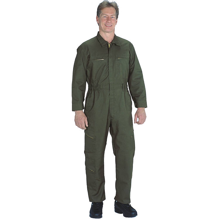TOPPS SAFETY CO43-0672-Reg/60 CO43-0672 Poly/Cotton Tactical Lightweight Wear Unlined Coverall Olive Regular/Size 60 