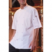 Uncommon Threads Delray with Mesh Back Short Sleeve with 10 Matching Button Chef Coat
