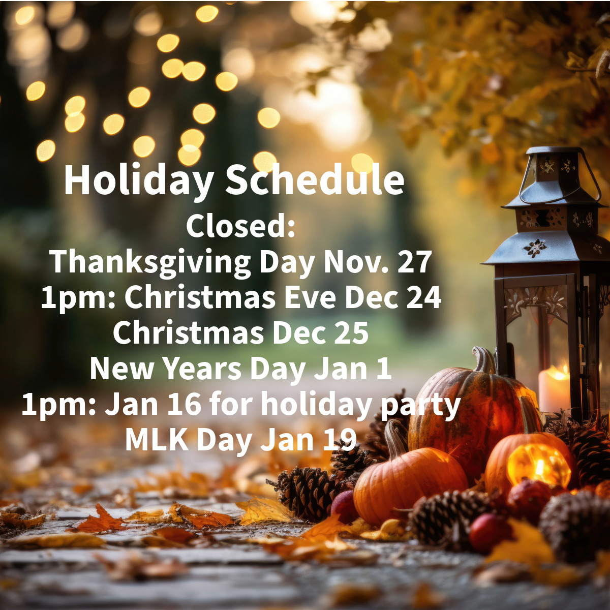 Holiday Schedule.