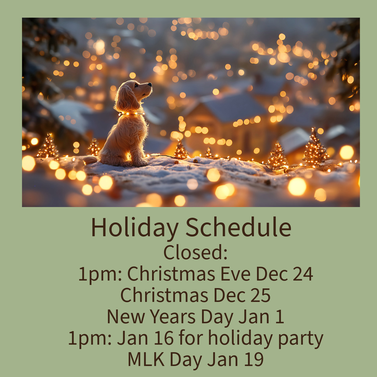 Holiday Schedule.