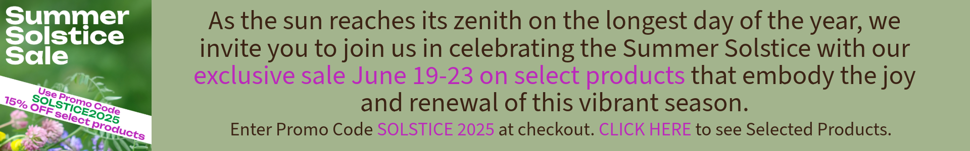 SUMMER SOLSTICE SALE.