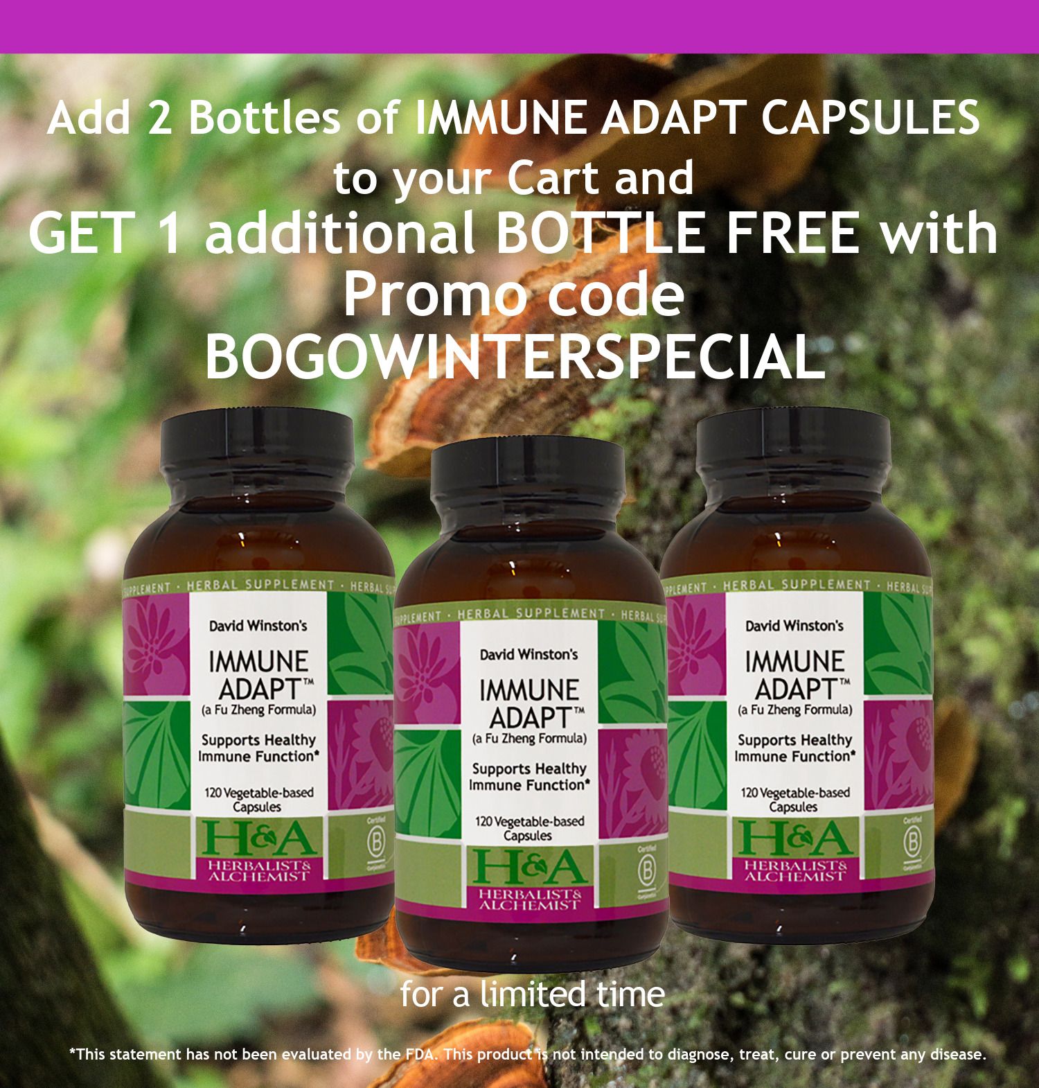 Buy 2 Immune Adapt Caps get on Free with Promo BOGOWINTERSPECIAL