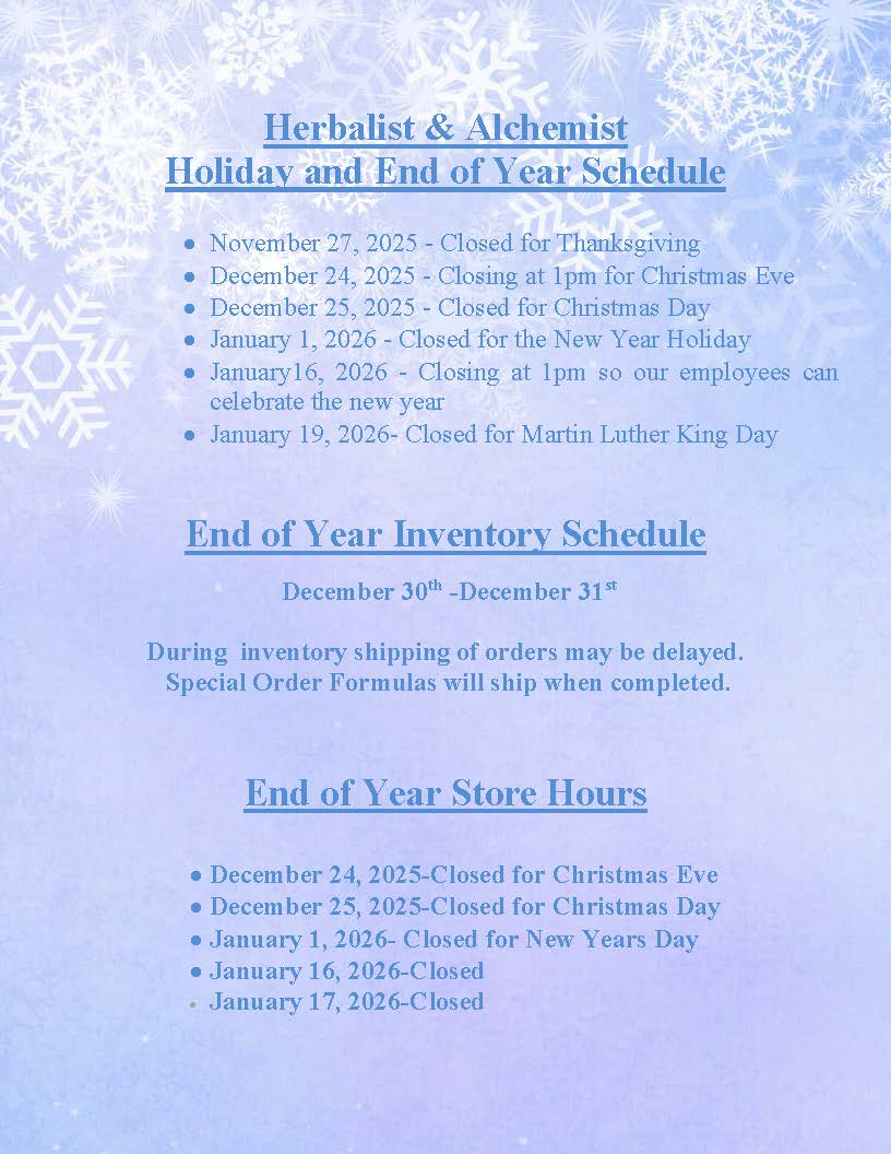 Holiday and End of Year Schedule