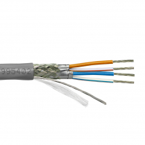 Provo câble multipaire à faible cap en plénum RS485 STR TC 24-2pr avec blindage 100% en feuilles d'aluminium + 90% en cuivre étamé tressé CMP CSA FT6 RoHS – avec gaine grise