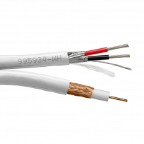 Provo câble siamois STR: câble RG59U en plénum solide avec blindage tressé à 95% + 18-2c blindés en feuilles d'aluminium CMP CSA FT6 UL RoHS – avec gaine blanche