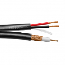 Provo câble siamois STR: câble RG59U en plénum solide avec blindage tressé à 95% + 18-2c CMP CSA FT6 UL RoHS – avec gaine noire