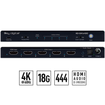 Key Digital 4K 18G 4 Output HDMI Splitter Distribution Amp with Audio De-Embed, 4K to 1080p Down-Convert