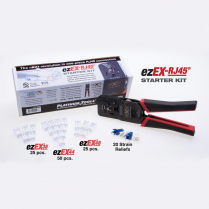 Platinum Tools ezEX Starter Kit: EXO Crimper + EXO-EX Die, ezEX38/44/48 Connectors, & Strain Reliefs