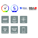 Provision-ISR caméra IP en forme de tourelle, Rainbow série S-Sight, de 4 MP, avec objectif fixe de 2.8 mm et IR de 25M – blanche