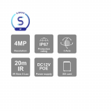 Provision-ISR caméra IP de type canon, série S-Sight, 4 MP, avec objectif fixe de 2,8 mm et IR de 20 m – blanche