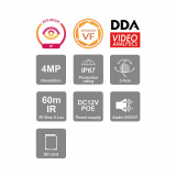 Provision-ISR caméra IP de type canon, série Eye-Sight, de 4 MP, avec IR de 60M et objectif à focale variable motorisée entre 2.8 et 12 mm – blanche