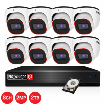 Provision-ISR kit de 8 canaux IP avec 8 caméras tourelles blanches et de 2 MP, 1 NVR à 8 canaux et 1 disque dur de 2 TB