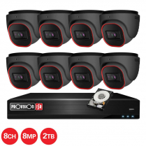 Provision-ISR kit de 8 canaux IP avec 8 caméras tourelles grise et de 8 MP, 1 NVR à 8 canaux et 1 disque dur de 2 TB