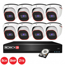 Provision-ISR kit de 8 canaux IP avec 8 caméras tourelles blanches et de 8 MP, 1 NVR à 8 canaux et 1 disque dur de 2 TB