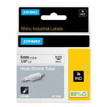 Dymo Rhino 1/4" White Heat Shrink Tubing Labels