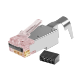 Simply45® ProSeries Cat6/6a Shielded External Ground Pass-Through RJ45 with Cap45® & Bar45® 50 pc/Jar – Red Tint