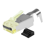 Simply45® ProSeries 10G Cat6a/7/7a Shielded External Ground – Pass-Through RJ45 with Cap45® & Bar45® 50 pc/Jar