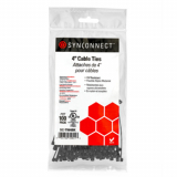 SynConnect Cable Tie 4" Flexible Nylon – Black – 100 pcs