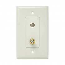 SynConnect Decora Style Combo Wall Plate Telephone Jack & F81 Brass Gold 1pc Gold Plated – White