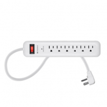 SyncPower 6 Outlet Power Bar w750J Surge Protection EMI/RFI c(ETL)us - 6ft. Cord White