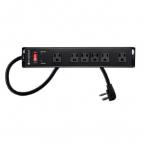 SyncPower 6 Outlet Power Bar 1150J Metal Surge Protection EMI/RFI c(ETL)us – 6ft. Cord Black