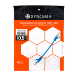 SynCable RJ45 CAT-6A 10Gbs FT-4 Molded Super Slim Patch Cable – 0.5ft – BL