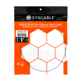 SynCable RJ45 CAT-6A 10Gbs FT-4 Molded Super Slim Patch Cable – 1ft – WH