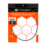 SynCable câble de raccordement super mince moulé RJ45 Cat-6a 10gb/s – 2 pieds – noir