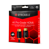 SynCable câble HDMI professionnel verrouillable haute vitesse 4K 60Hz 18 Gbit/s 3D avec Ethernet C(UL) UL FT4 UHD HDR – 1m