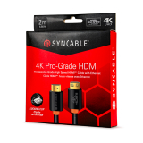 SynCable câble HDMI professionnel verrouillable haute vitesse 4K 60Hz 18 Gbit/s 3D avec Ethernet C(UL) UL FT4 UHD HDR – 2m