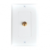 Provo Decora Style Wall Plate Single Coax Jack 2 pcs with 1 Mounted on Plate Golf Plated F81 connector