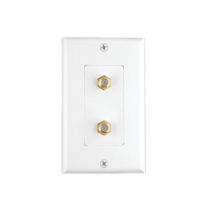 Provo Decora Style Wall Plate Single Coax Jack 2 pcs with 2 Mounted on Plate Golf Plated F81 connectors