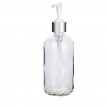 Bottle Clear 8 Oz Boston With Silver Pump