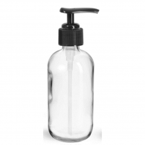 Clear Glass Boston Round 8oz Bottle with Black Pump
