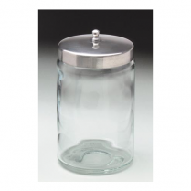 Jar Glass Sundry W/ Stainless Steel Lid 4"D X 7"H
