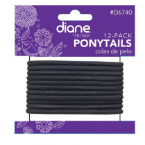 Diane Ponytailers Black Thick Elastic 12 Pk