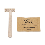 Tess Wheat Straw Shave Kit Triple Blade Razor w/Shave Cream