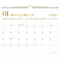 Cambridge® WorkStyle Medium Wall Calendar 15” x 12” Bilingual White/Grey